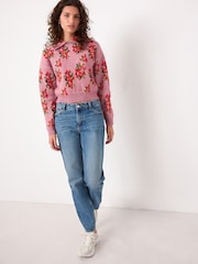 Pink Floral Brushed Knitted Polo Jumper - Image 2 of 8