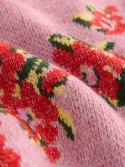 Pink Floral Brushed Knitted Polo Jumper - Image 7 of 8