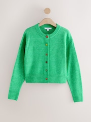 Bright Green Fruit Buttons Crew Neck Knitted Cardigan - Image 5 of 7