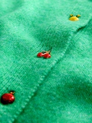 Bright Green Fruit Buttons Crew Neck Knitted Cardigan - Image 6 of 7