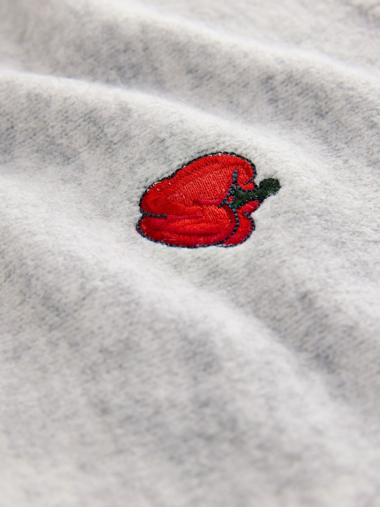 Grey Vegetable Embroidery Crew Neck Knitted T-Shirt - Image 8 of 8