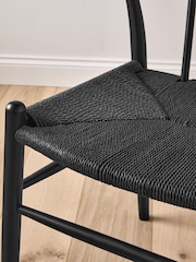 Jasper Conran London Set of 2 Black with Black Weave Bray Dining Chairs - Image 2 of 7