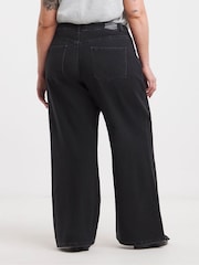 Simply Be Black Tint Double Pleat Detail Wide Leg Jeans - Image 2 of 4