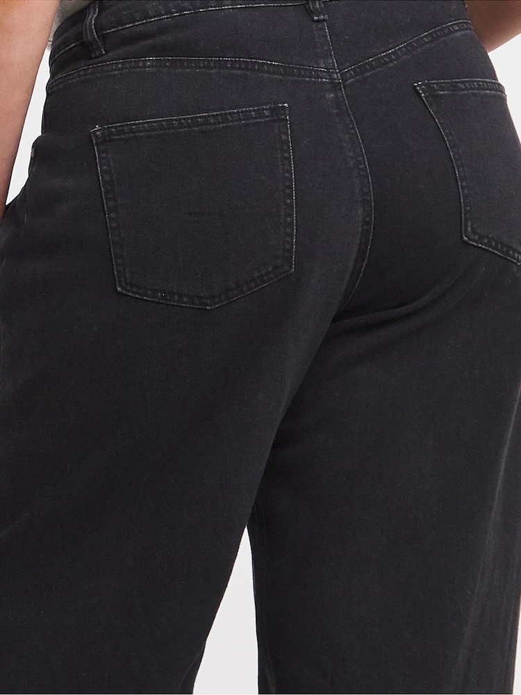 Simply Be Black Tint Double Pleat Detail Wide Leg Jeans - Image 4 of 4
