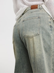 Simply Be Green Tint Double Pleat Detail Wide Leg Jeans - Image 4 of 4