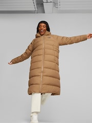 Puma Brown Womens Long Hooded Down Coat - Image 1 of 7