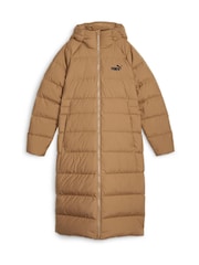 Puma Brown Womens Long Hooded Down Coat - Image 6 of 7