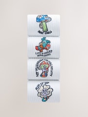 White Mushroom Embroidered Sports Socks 4 Pack - Image 1 of 3
