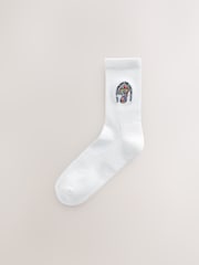 White Mushroom Embroidered Sports Socks 4 Pack - Image 4 of 7