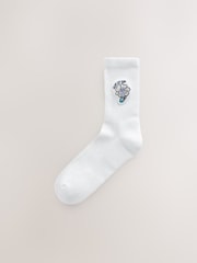 White Mushroom Embroidered Sports Socks 4 Pack - Image 5 of 7