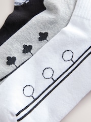 Black/White/Grey Fender License Pattern Sports Socks 3 Pack - Image 6 of 6