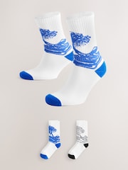 White/Blue Hokusai License Sports Socks 2 Pack - Image 2 of 5