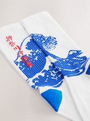 White/Blue Hokusai License Sports Socks 2 Pack - Image 3 of 5