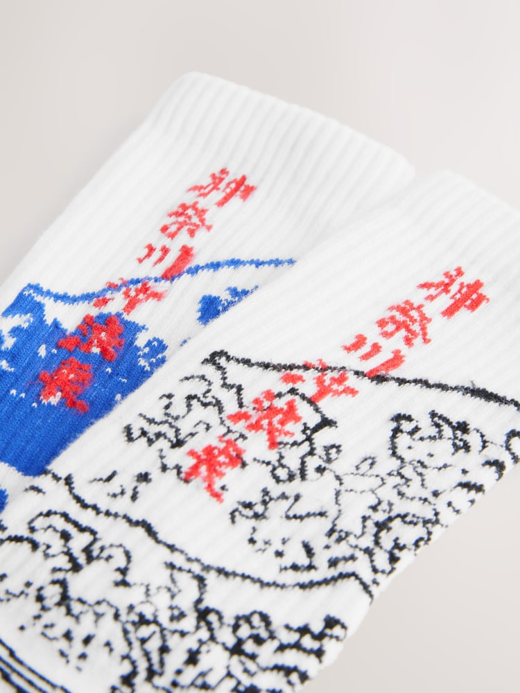 White/Blue Hokusai License Sports Socks 2 Pack - Image 4 of 5