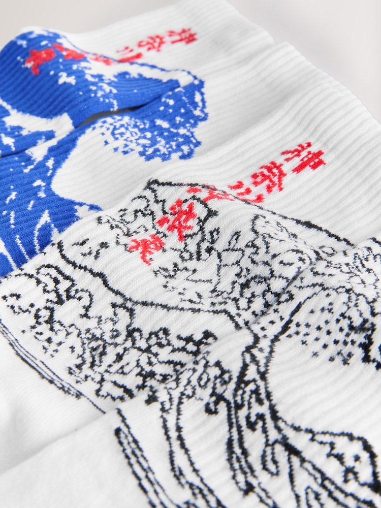 White/Blue Hokusai License Sports Socks 2 Pack - Image 5 of 5