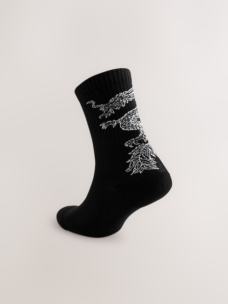 Black Japanese Animal Pattern Sports Socks 4 Pack - Image 2 of 9 Black Japanese Animal Pattern Sports Socks 4 Pack - Image 2 of 9