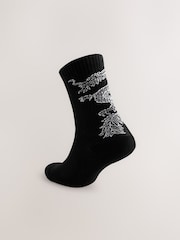 Black Japanese Animal Pattern Sports Socks 4 Pack - Image 3 of 9