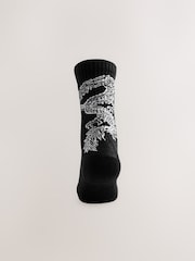 Black Japanese Animal Pattern Sports Socks 4 Pack - Image 4 of 9