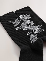 Black Japanese Animal Pattern Sports Socks 4 Pack - Image 6 of 9
