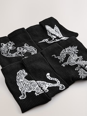 Black Japanese Animal Pattern Sports Socks 4 Pack - Image 9 of 9