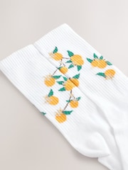 White Fruit Pattern Embroidered Sports Socks 4 Pack - Image 5 of 5