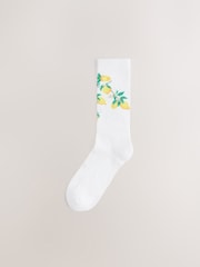 White Fruit Pattern Embroidered Sports Socks 4 Pack - Image 6 of 11