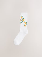 White Fruit Pattern Embroidered Sports Socks 4 Pack - Image 7 of 11