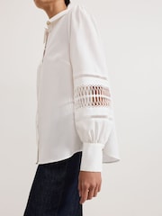 Phase Eight White Emmelina Broderie Shirt - Image 6 of 7