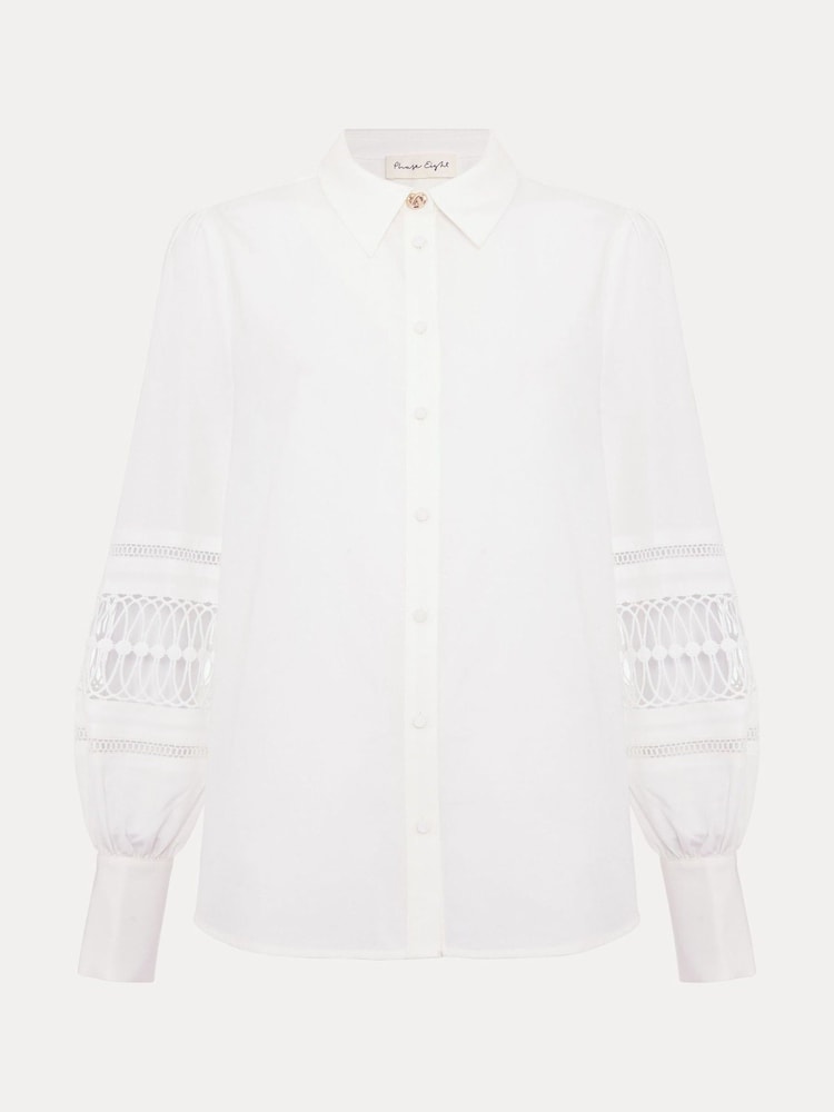 Phase Eight White Emmelina Broderie Shirt - Image 7 of 7