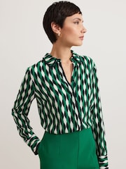 Phase Eight Green Rita Geo Print Shirt - Image 1 of 7