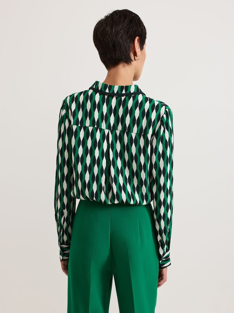 Phase Eight Green Rita Geo Print Shirt - Image 2 of 7