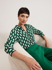 Phase Eight Green Rita Geo Print Shirt - Image 4 of 7