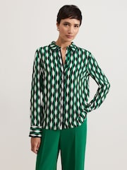 Phase Eight Green Rita Geo Print Shirt - Image 5 of 7