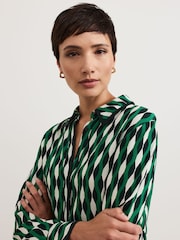 Phase Eight Green Rita Geo Print Shirt - Image 6 of 7