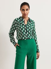Phase Eight Green Petite Rita Geo Print Shirt - Image 1 of 5