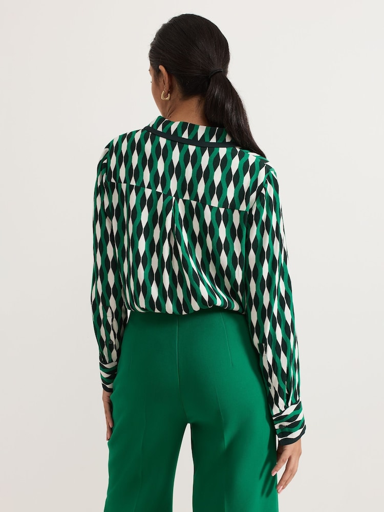 Phase Eight Green Petite Rita Geo Print Shirt - Image 2 of 5