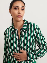 Phase Eight Green Petite Rita Geo Print Shirt - Image 4 of 5