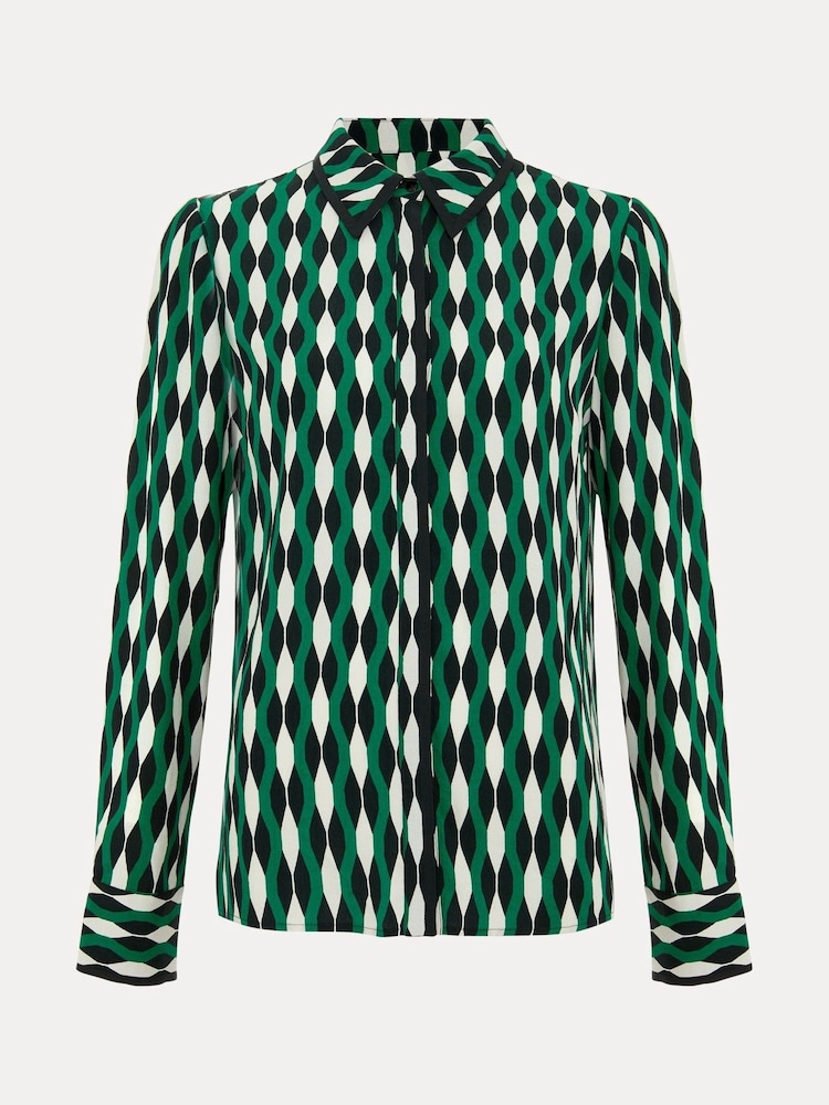 Phase Eight Green Petite Rita Geo Print Shirt - Image 5 of 5