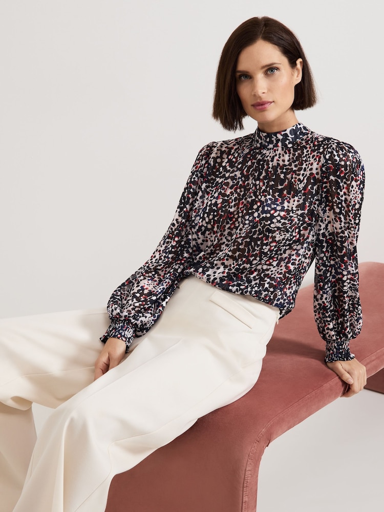 Phase Eight Blue Ingrid Abstract Print Blouse - Image 1 of 7