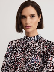 Phase Eight Blue Ingrid Abstract Print Blouse - Image 4 of 7