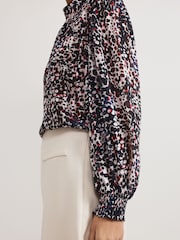 Phase Eight Blue Ingrid Abstract Print Blouse - Image 5 of 7