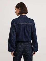 Phase Eight Blue Penelope Denim Tie Blouse - Image 2 of 7