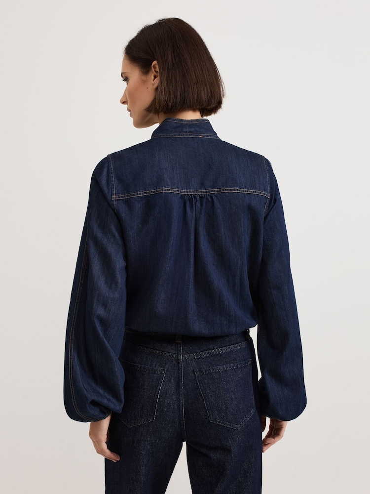 Phase Eight Penelope Denim Tie Blouse - Imagen 2 de 7 Phase Eight Penelope Denim Tie Blouse - Imagen 2 de 7