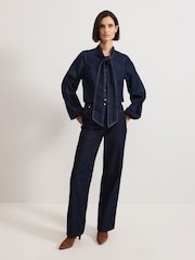 Phase Eight Blue Penelope Denim Tie Blouse - Image 3 of 7
