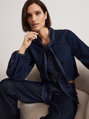 Phase Eight Blue Penelope Denim Tie Blouse - Image 4 of 7