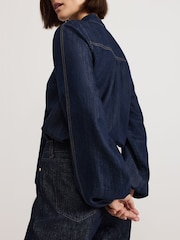 Phase Eight Blue Penelope Denim Tie Blouse - Image 6 of 7