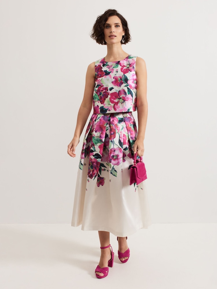 Phase Eight Natural Celeste Floral Print Skirt - Image 1 of 7