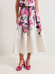 Phase Eight Natural Celeste Floral Print Skirt - Image 3 of 7