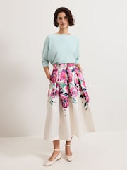 Phase Eight Natural Celeste Floral Print Skirt - Image 6 of 7