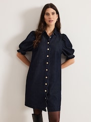Azul - Phase Eight Candice Denim Scallop 100% Cotton Dress - Imagen 1 de 7